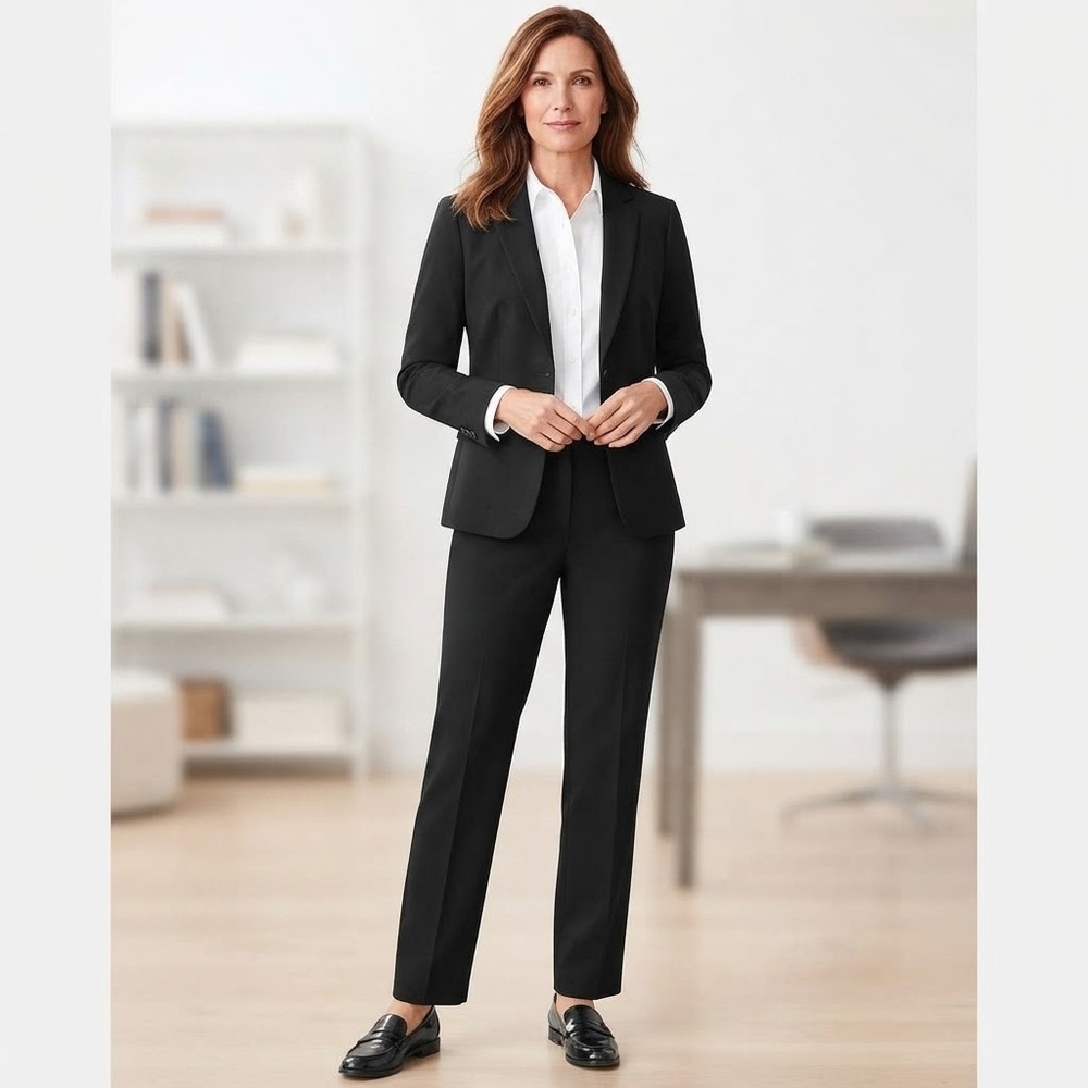 Talbots Heritage Black Straight Leg Dress Pants Womens 12P Petites Office Wear